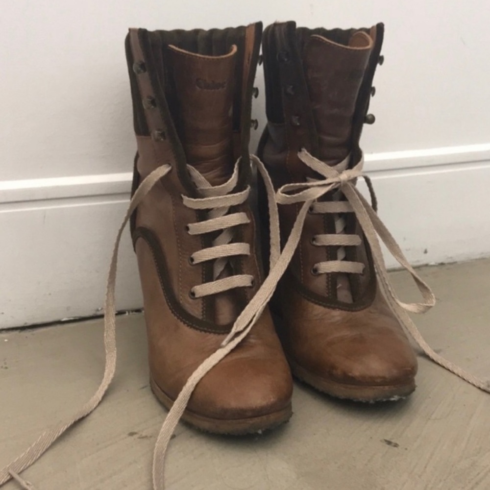 Chloe lace up wedge boots